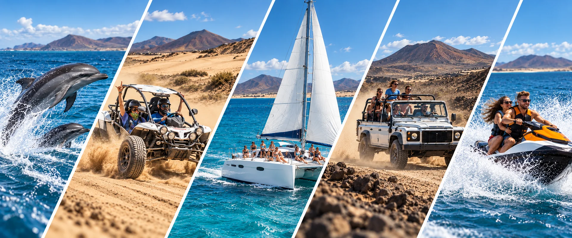 Fuerteventura excursions: buggy, jeep, catamaran, dolphins and jet ski
